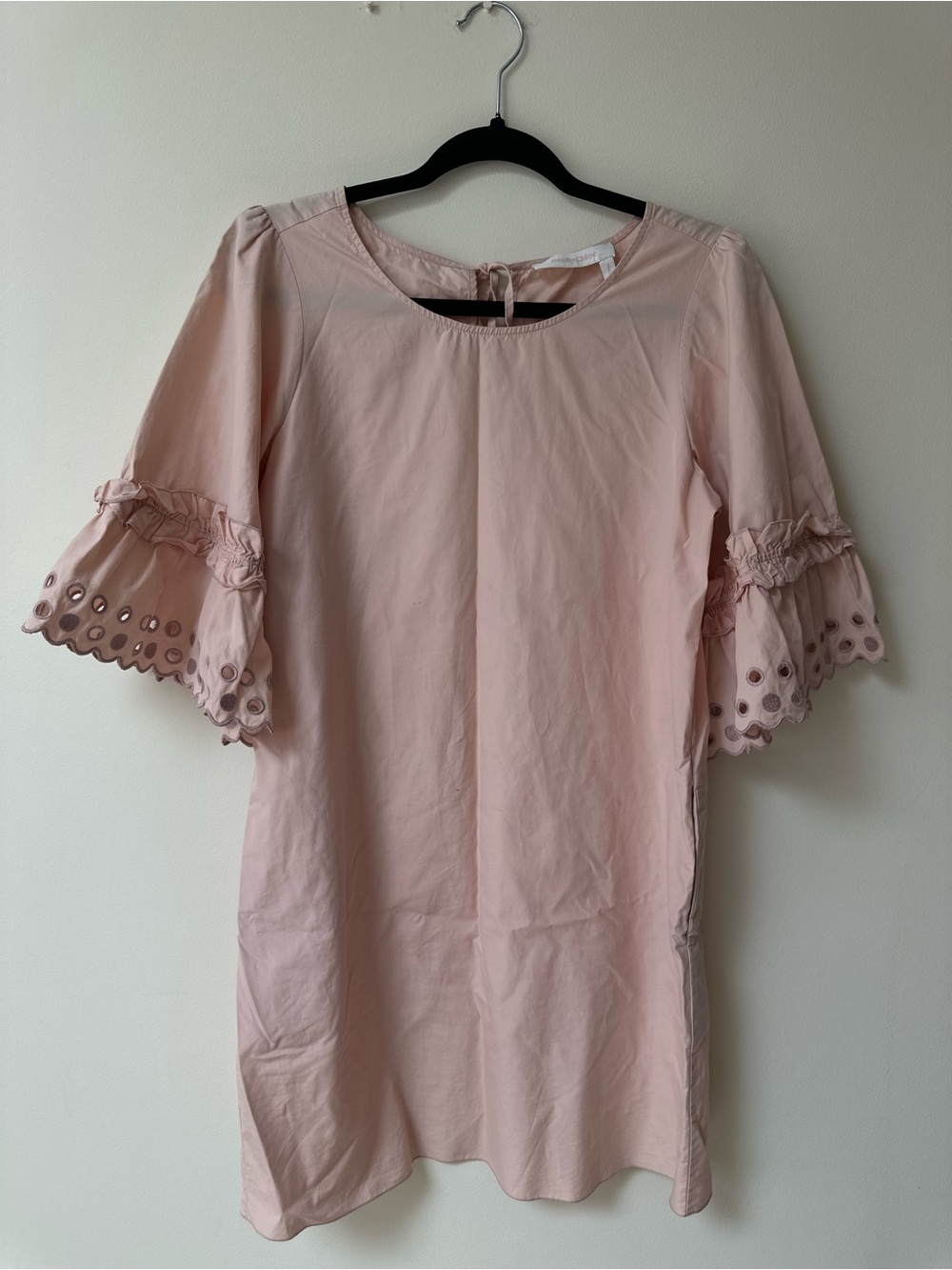 See by Chloe Soft Blush Eyelet Sleeve Tunic Dress